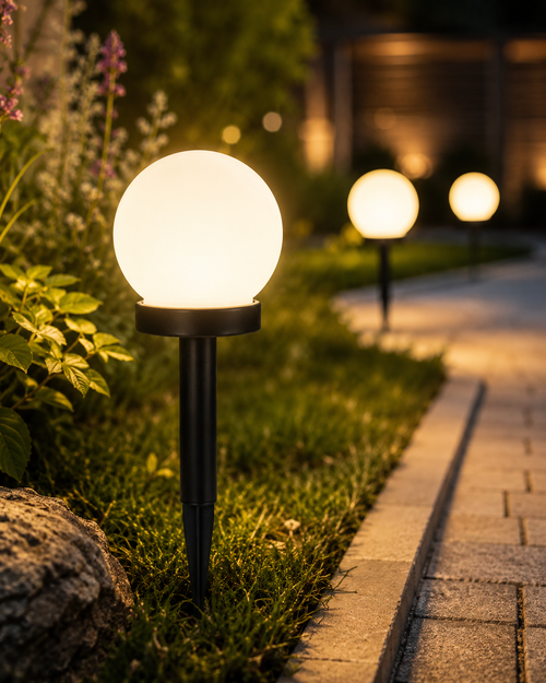 Baliza LED Solar Jardín Caminos Acero Inox