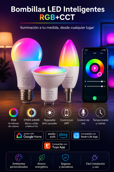 Bombilla LED E14/E27 WiFi Tuya RGB Smart