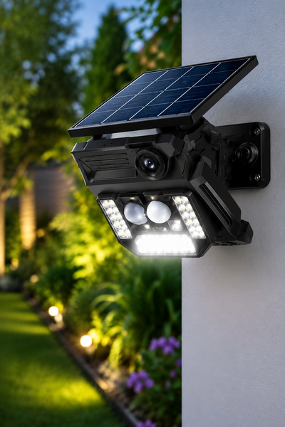 Cámara Solar LED Exterior Sensor PIR 2en1