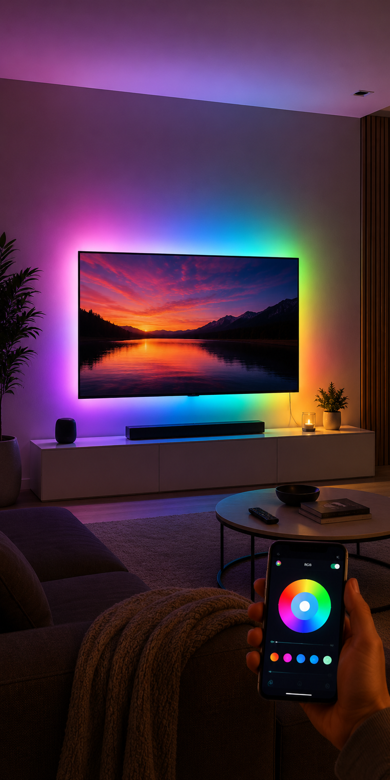 Tira LED Bias Lighting TV USB FCOB RGBIC