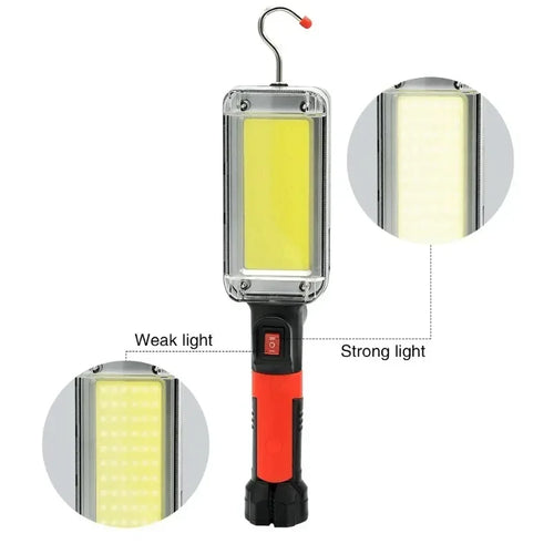 Lámpara portátil LED recargable con gancho camping