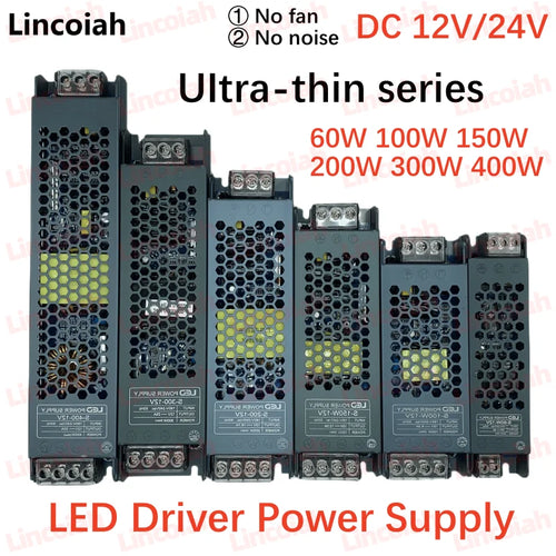 Fuente alimentación LED slim 12V 24V 60-300W